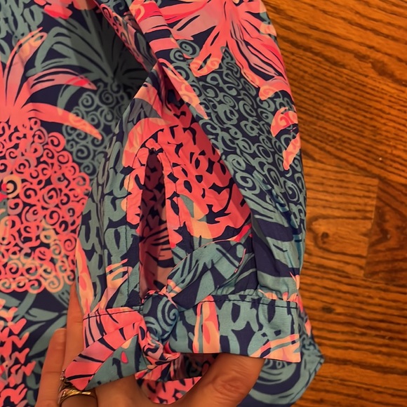 Lilly Pulitzer Sherida Top in Borealis Blue Tropic Down Low size Large NWT - Picture 7 of 11
